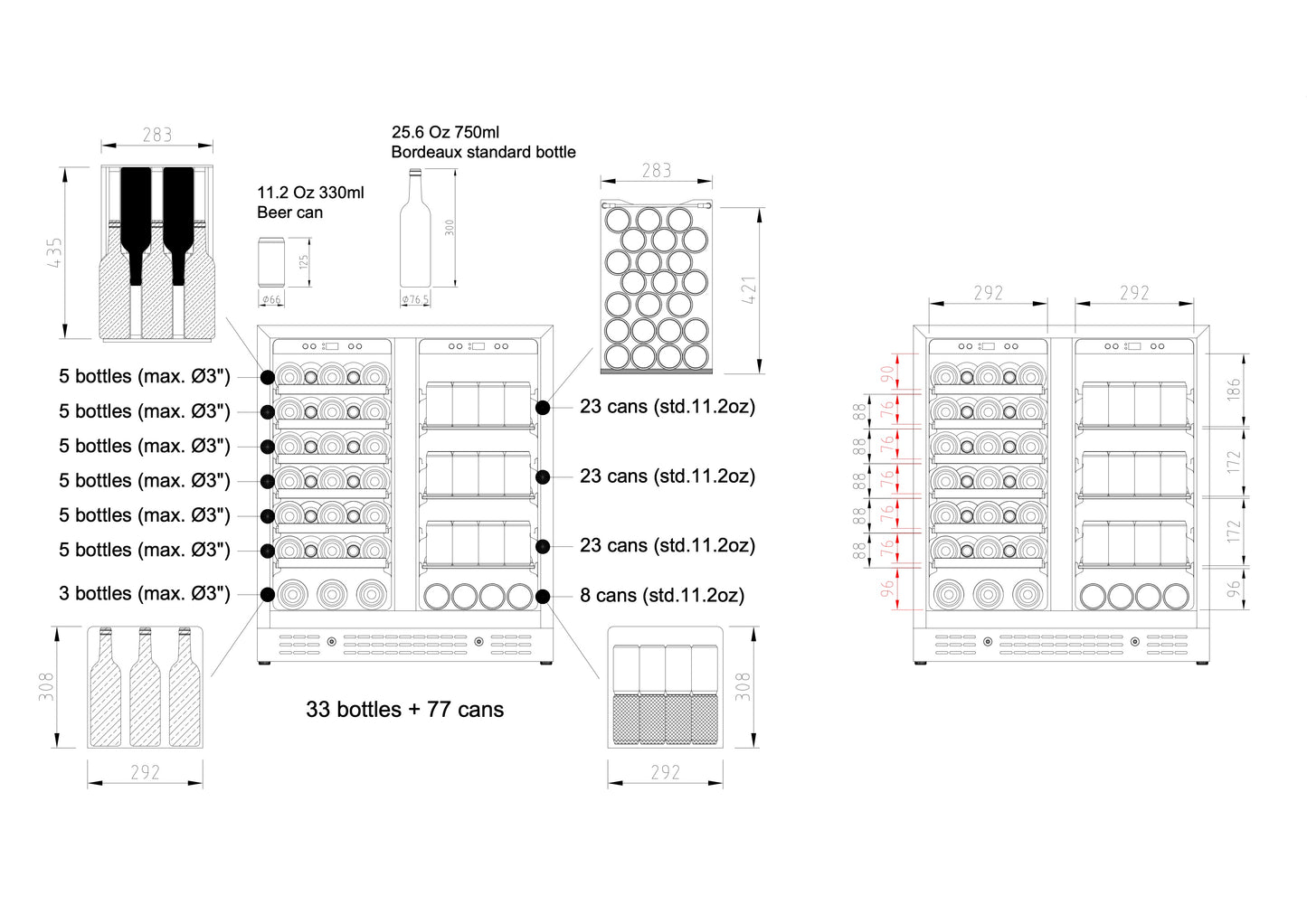 30" Dual Zone Beer and Wine Cooler – Space-Saving Storage with Style