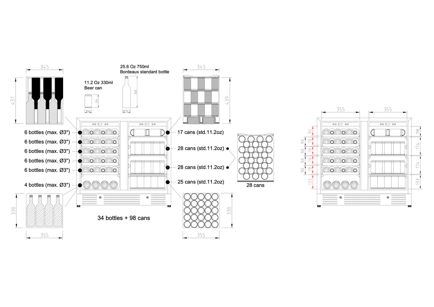 36" Dual Zone Beer and Wine Cooler – Built-In or Freestanding